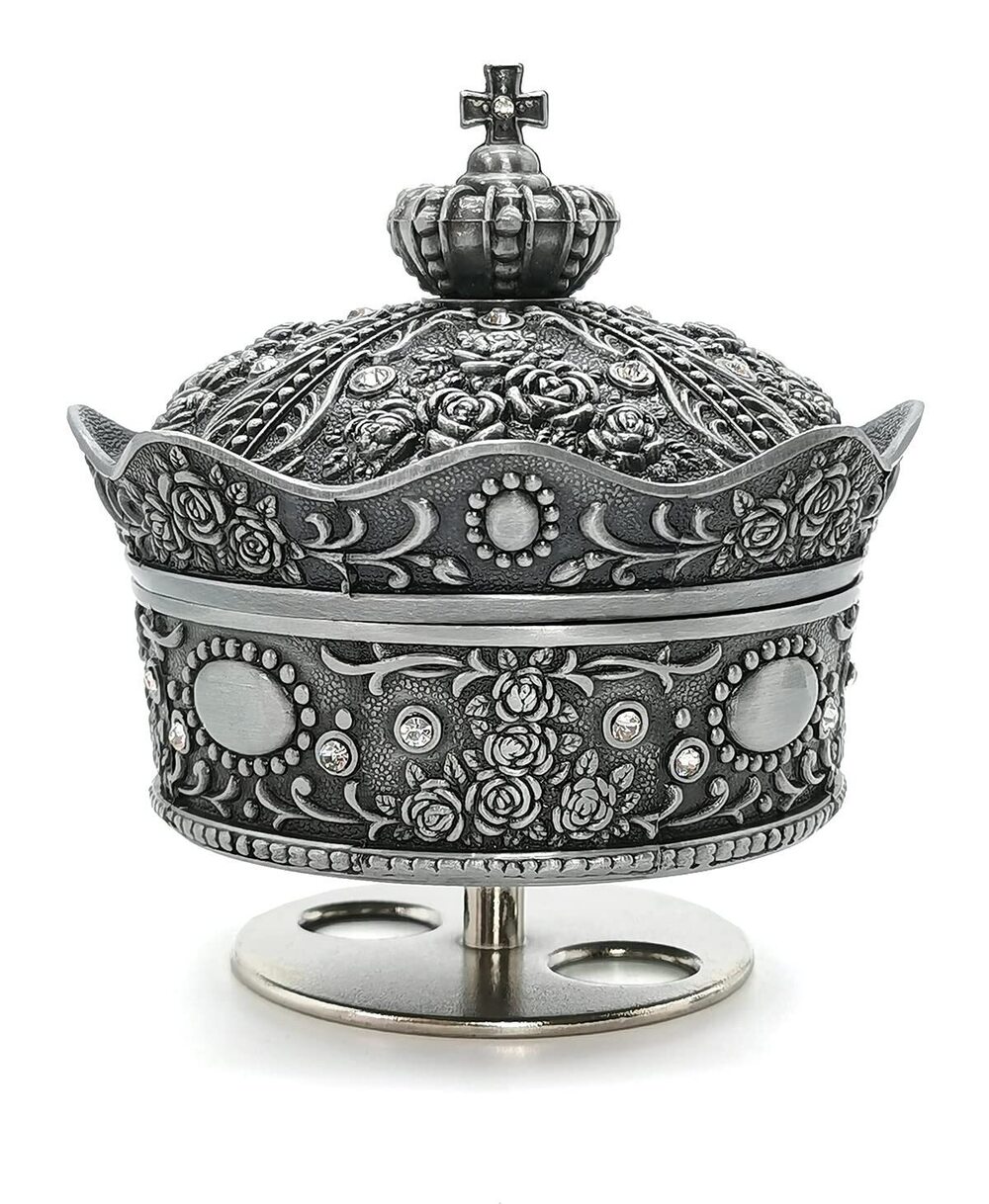 7663 Amazing Grace Music Box Vintage Wind Up Music Box Crown Figurine